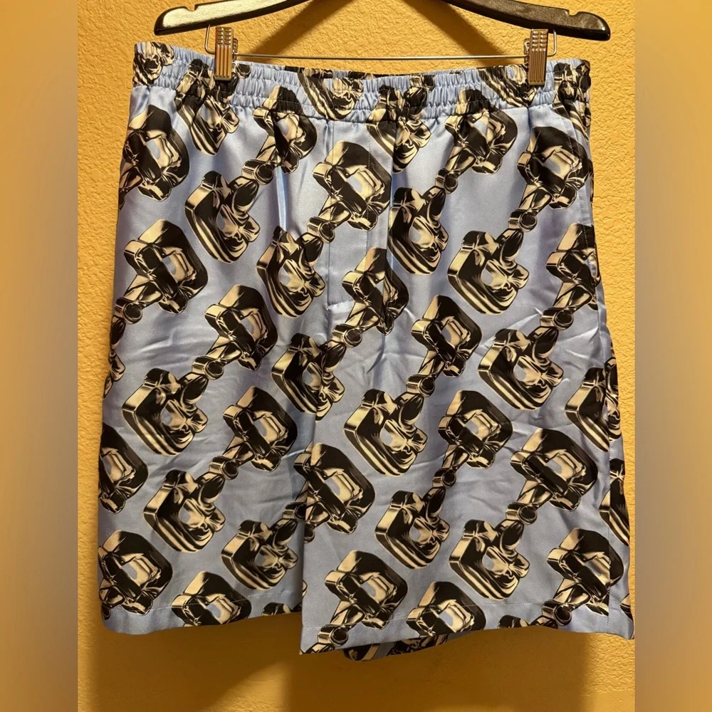 New Gucci Horsebit Logo Silk Shorts Blue Black Size IT 54 / US L 36 - 40 Waist